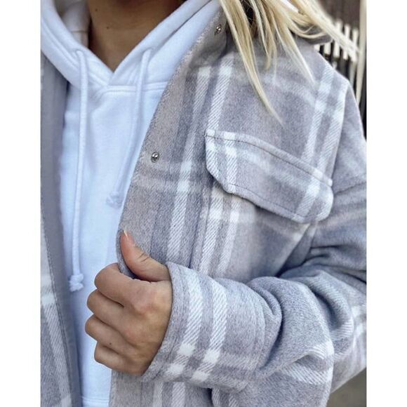 Felted Shirt Jacket Shacket H&M New - Picture 3 of 9